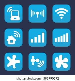 spot icon. Set of 9 filled spot icons such as splash, signal, wi-fi, laptop signal, home connection