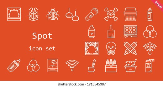 spot icon set. line icon style. spot related icons such as paint spray, wifi, paint brush, ink, ladybug, rgb, watercolor, stage, light, marker, laundry, skull, markers, signal, flashlight