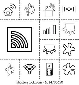 Spot icons. set of 13 editable outline spot icons such as udder, splash, domino, paintball, home connection, wi-fi