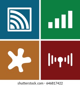 Spot icons set. set of 4 spot filled icons such as splash, wi-fi