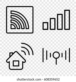 Spot icons set. set of 4 spot outline icons such as wi-fi, signal