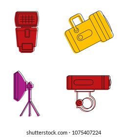 Spot light icon set. Color outline set of spot light vector icons for web design isolated on white background