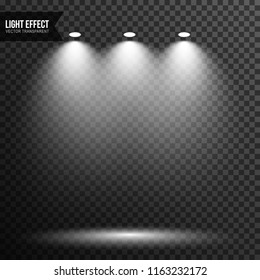 Spot light illumination, bright light, stage, podium vector transparent