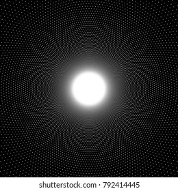 Spot light - Sun glow effect, radial dot vector halftone backdrop