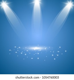 Spot light, white on blue background