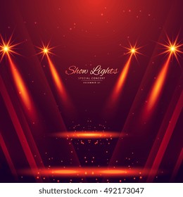 spot lights on red background