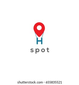 Spot location logo vector letter H