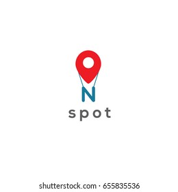 Spot location logo vector letter N