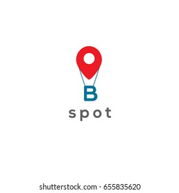 Spot location logo vector letter B