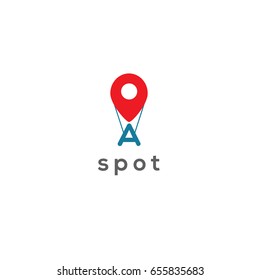 Spot location logo vector letter A