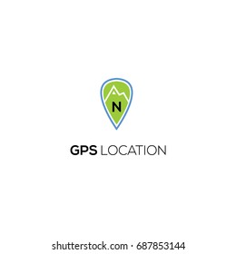 Spot location logo vector letter N. Mountain GPS  track  brand