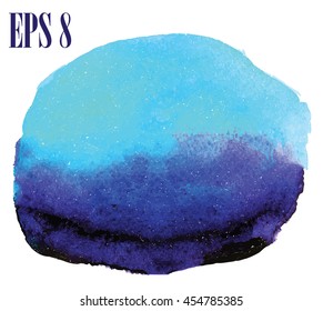 Spot oil paint with a gradient . paper texture , brush strokes . Blue and mint .
