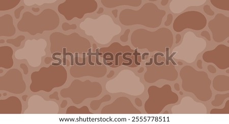 Spot pattern in mocha mousse 2025 year color. Seamless print in mocha mousse colour. Cow animal skin or coffee spot. Brown abstract 2025 color texture background. Vector fur in brown coffee palette bg