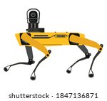 SPOT Robot Dog vector flat graphic illustration. Industrial sensing and remote operation needs. Spot Mini Robot guard with camera. Innovation in technology.