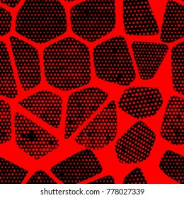 Spot seamless pattern on red background. Abstract vector for prints, textile, wrapping, fabric, package, cover, greeting cards