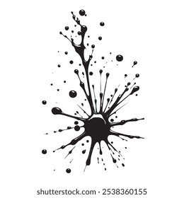 Spot with splashes flying in different directions. Vector illustration