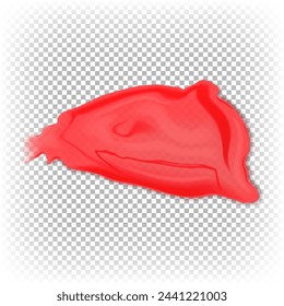 Spot of sweet red jam, confiture, red sauce. Vector 3D realistic illustration isolated on transparent background.