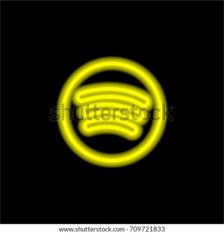 Spotify yellow glowing neon ui ux icon. Glowing sign logo vector