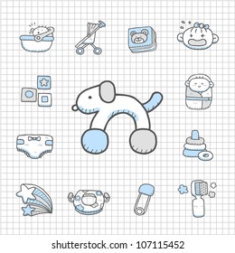 Spotless series | Hand drawn Baby,Toy icon set
