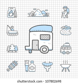 Spotless Series | Hand drawn travel,picnic ,camping icon set