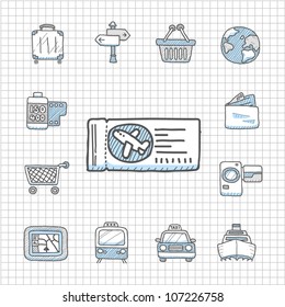 Spotless series | Hand drawn travel,vacation, trip icon set