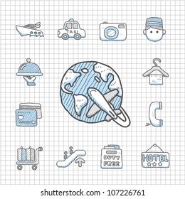 Spotless series | Hand drawn travel,vacation, trip icon set