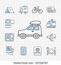 Spotless series | Hand drawn travel,vacation, trip icon set