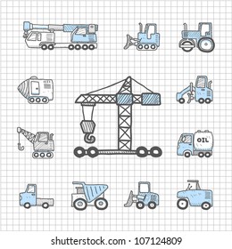Spotless series | Hand drawn work machine,car,transportation icon set