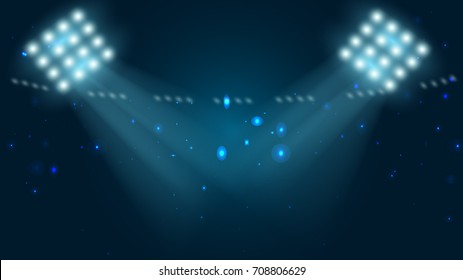 Spotlight with abstract glitter light on soccer stadium,soccer football sport vector background concept