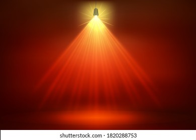 Spotlight background illuminated by floodlights. Light effect. Scene illumination. Bright lighting with spotlights. Floodlight studio. Light projector. Vector eps10 realistic illustration