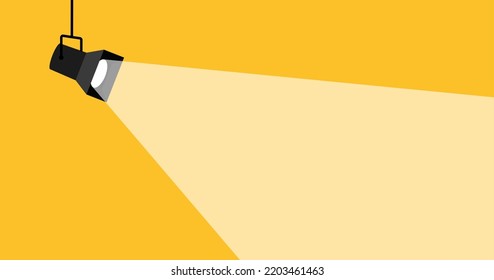 Spotlight banner vector yellow background business design office concept. Spotlight interior banner