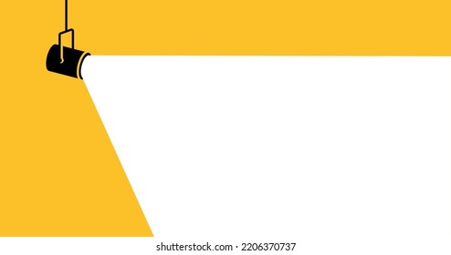 Spotlight banner vector yellow background business design office concept. Spotlight interior banner