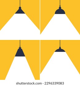 Spotlight banner vector yellow background business design office concept set. Spotlight interior banner