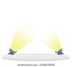 Spotlight beams directed upwards. Advertising products. Illustration concept template for website, web landing page, banner, presentation, social, poster, promotion or print media.