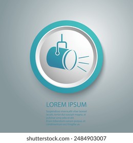 Spotlight blue icon in flat style. Lamp vector illustration on white isolated background. Flashlight business concept