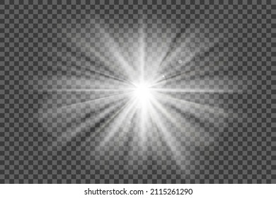 Spotlight with bright white light shining stage on transparent background. vector illustration