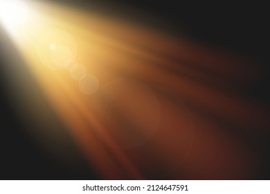 Spotlight with bright yellow light on dark background. vector illustration
