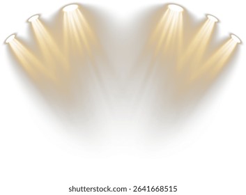 Spotlight cuts through silent stage air. Projector beam glows over velvet platform. Bright ray descends on darkened backdrop. Studio flare flickers with ambient shimmer. 