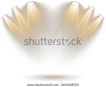 Spotlight cuts through silent stage air. Projector beam glows over velvet platform. Bright ray descends on darkened backdrop. Studio flare flickers with ambient shimmer. 
