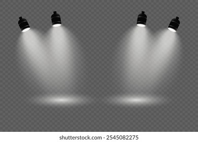 Spotlight effect. White light.On a transparent background.Vector.