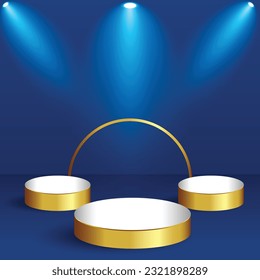 Spotlight Effects With Stage On Blue Background