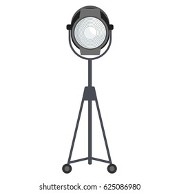 Spotlight for film studio. Flat vector cartoon illustration. Objects isolated on a white background.