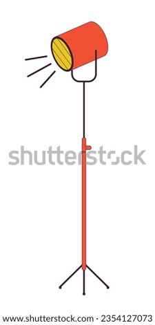 Spotlight flat line color isolated vector object. Photography equipment. Editable clip art image on white background. Simple outline cartoon spot illustration for web design