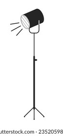 Spotlight flat monochrome isolated vector object. Photography equipment. Editable black and white line art drawing. Simple outline spot illustration for web graphic design