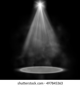Spotlight with fog vector background. Eps10.