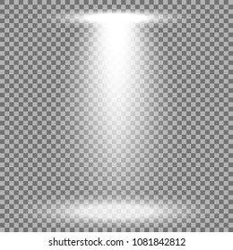 Spotlight glow effect, light beam on transparent background, show spotlight vector, light effect, white color