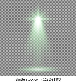 Spotlight glow effect, light beam on transparent background, show spotlight vector, light effect, green color