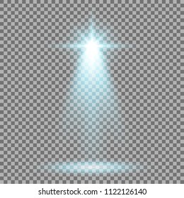 Spotlight glow effect, light beam on transparent background, show spotlight vector, light effect, aqua color