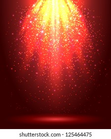 Spotlight glow red background - vector illustration.