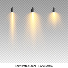 spotlight glowing lights effects isolated on transparent background. 